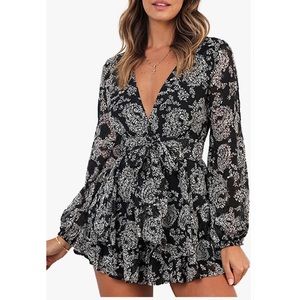Black floral romper